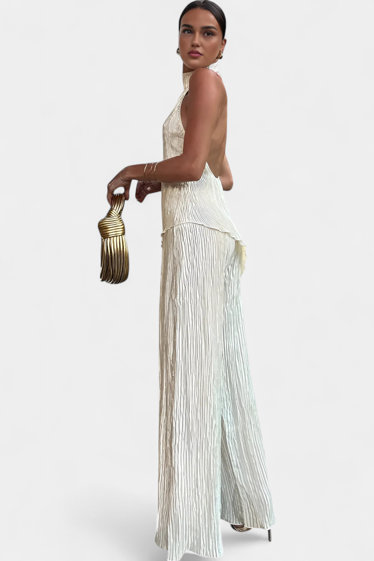 Merry – Ensemble plissé en deux parties avec top dos nu