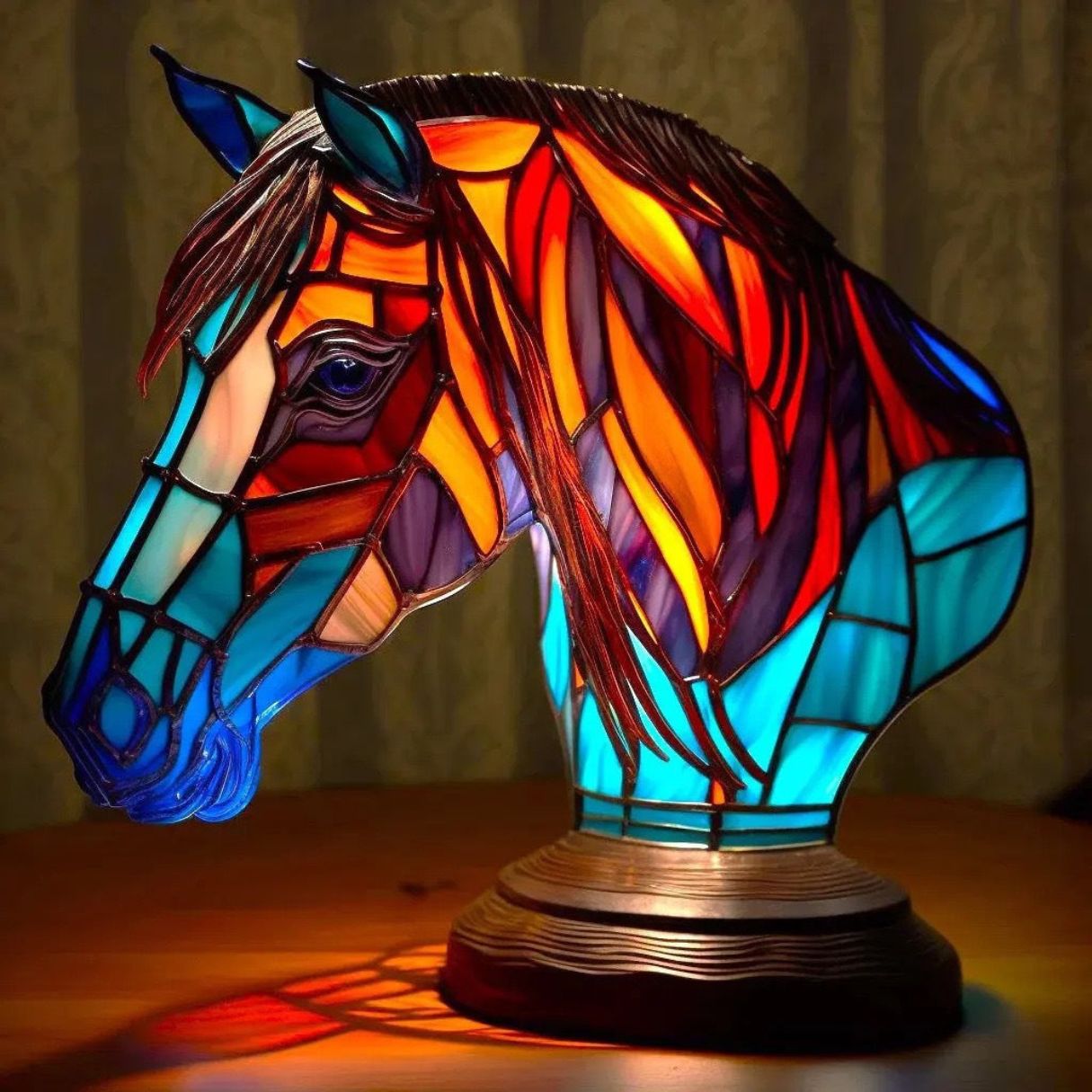 Bella - Lampe Cheval en Verre Coloré