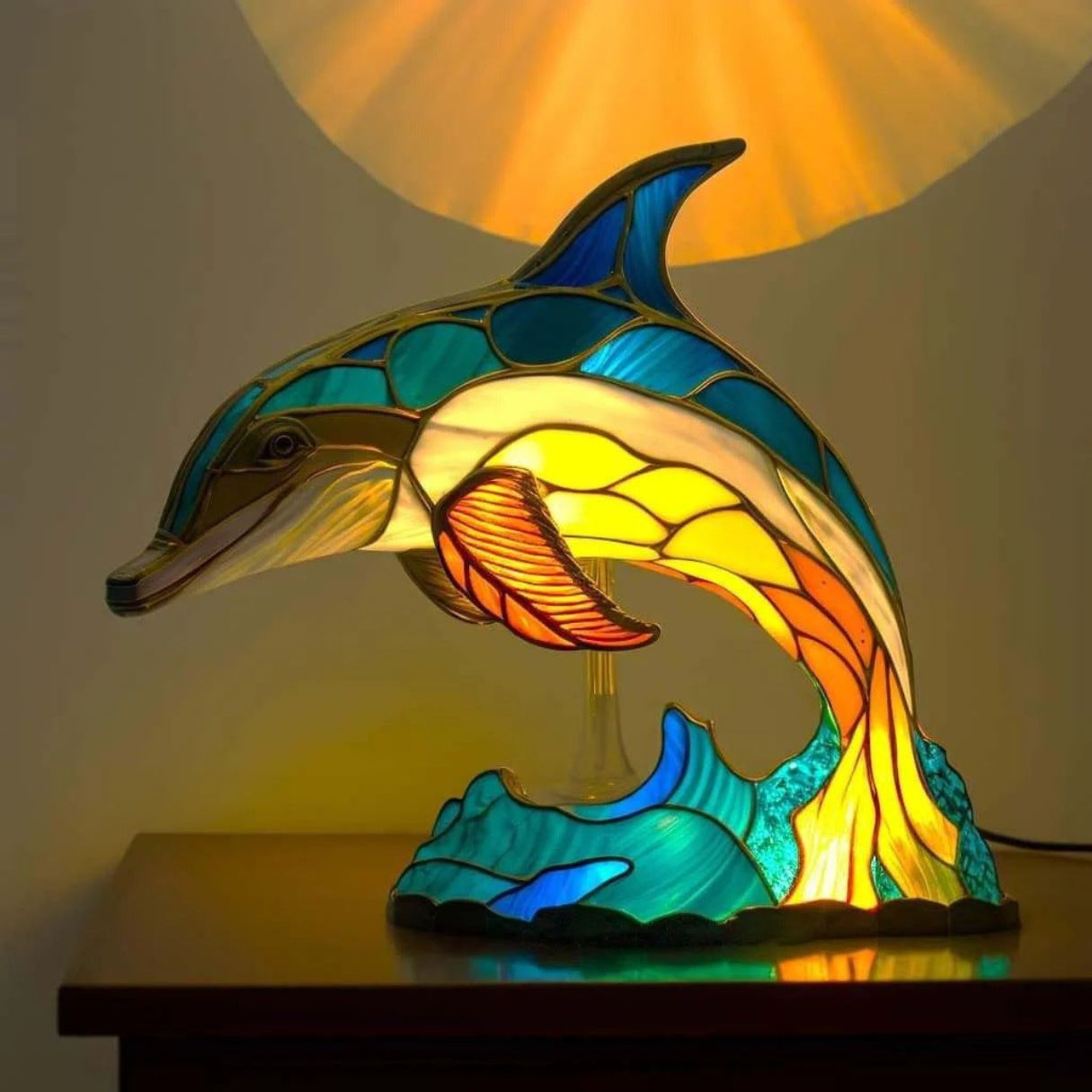 Flip - Lampe Dauphin en Verre Coloré