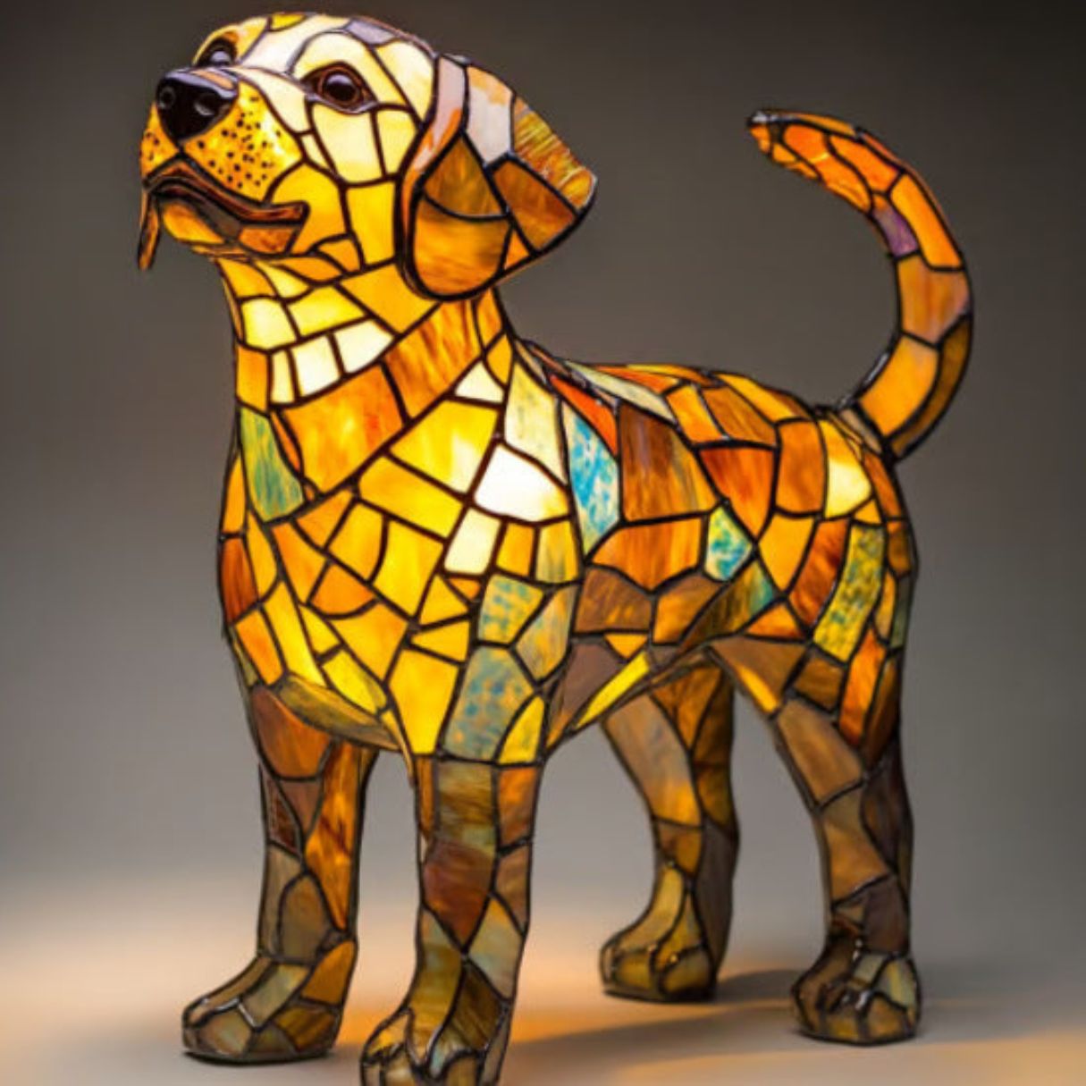 Hunter - Lampe Chien en Verre Coloré