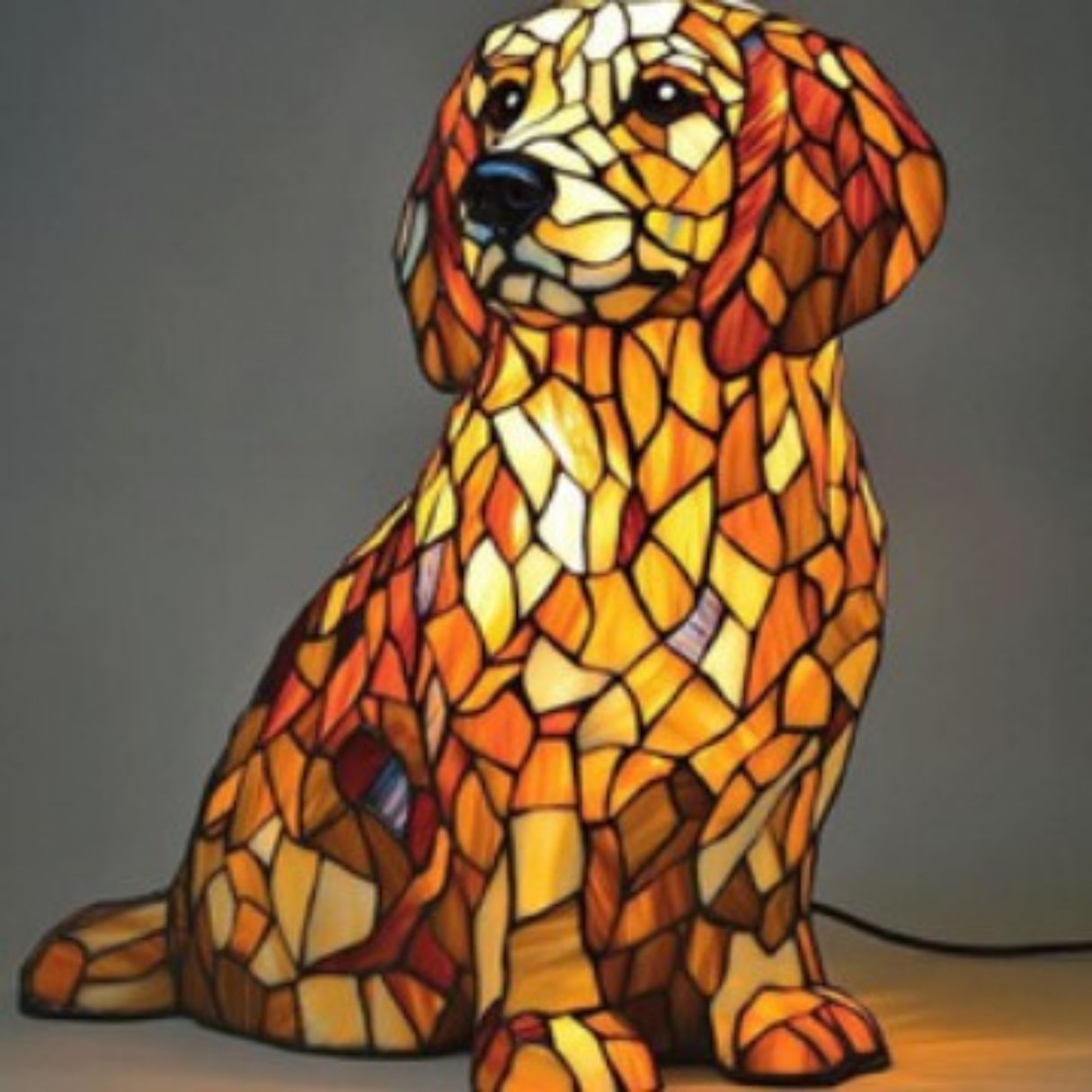 Loulou - Lampe Chien en Verre Coloré