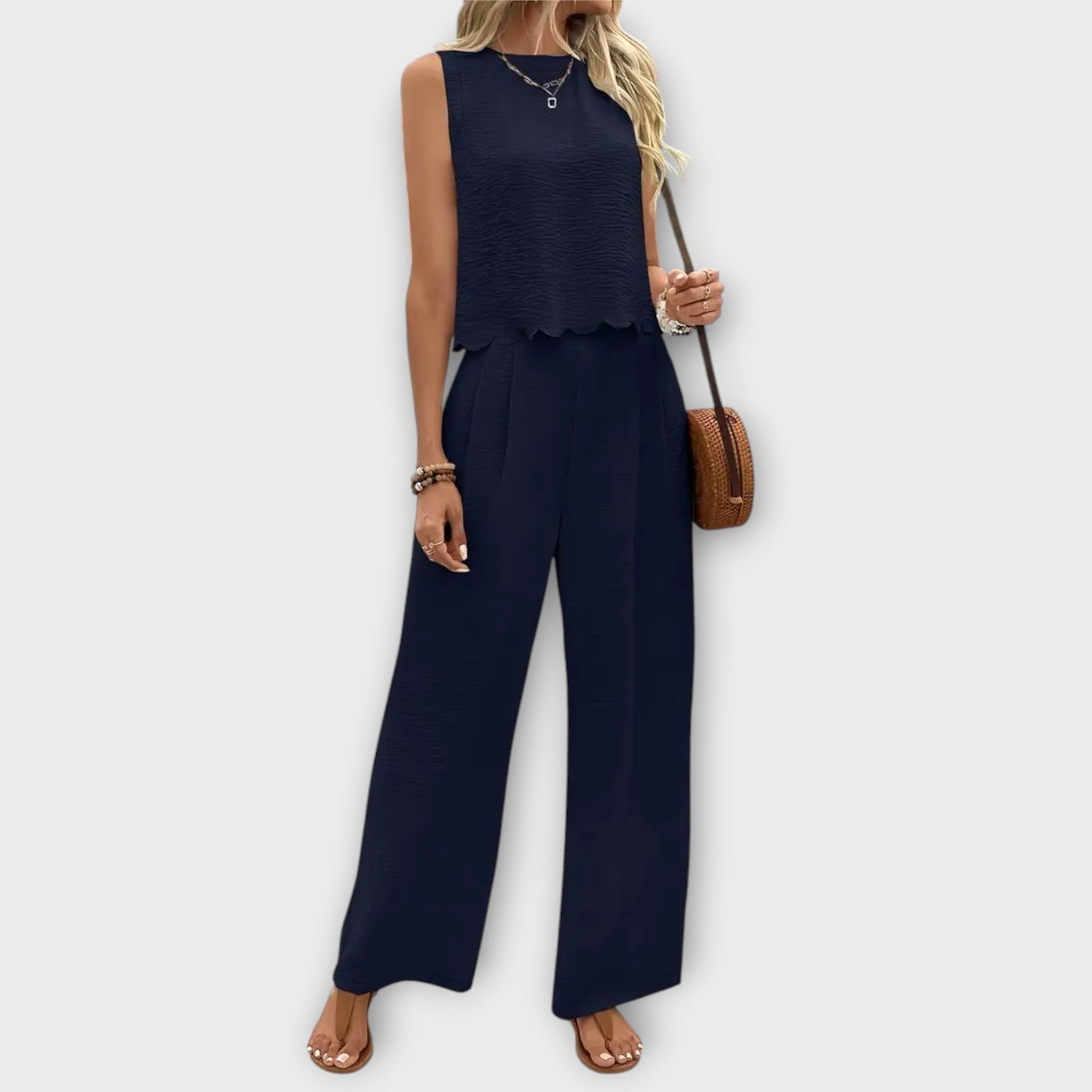 Valeria - Gilet avec bord en pétales & Pantalon long