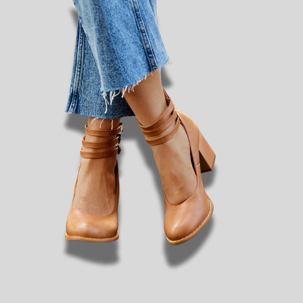 Caa™ | Sandales plates avec bride à la cheville et talon épais pour femme