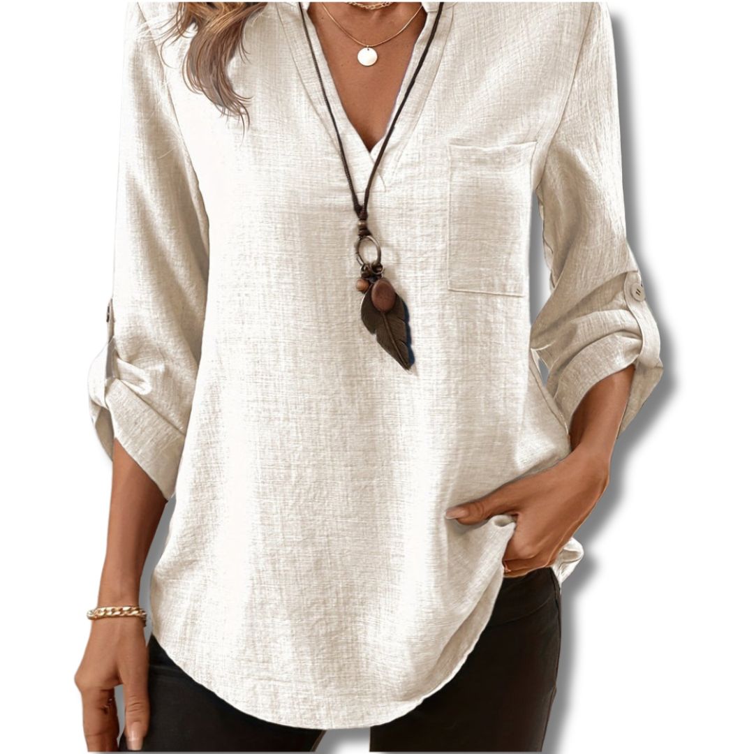Chemise Élégante à Col V pour Femme