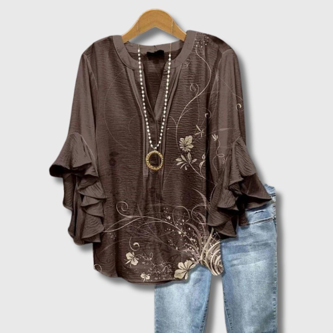 Amélie - Blouse à imprimé floral vintage pour femme