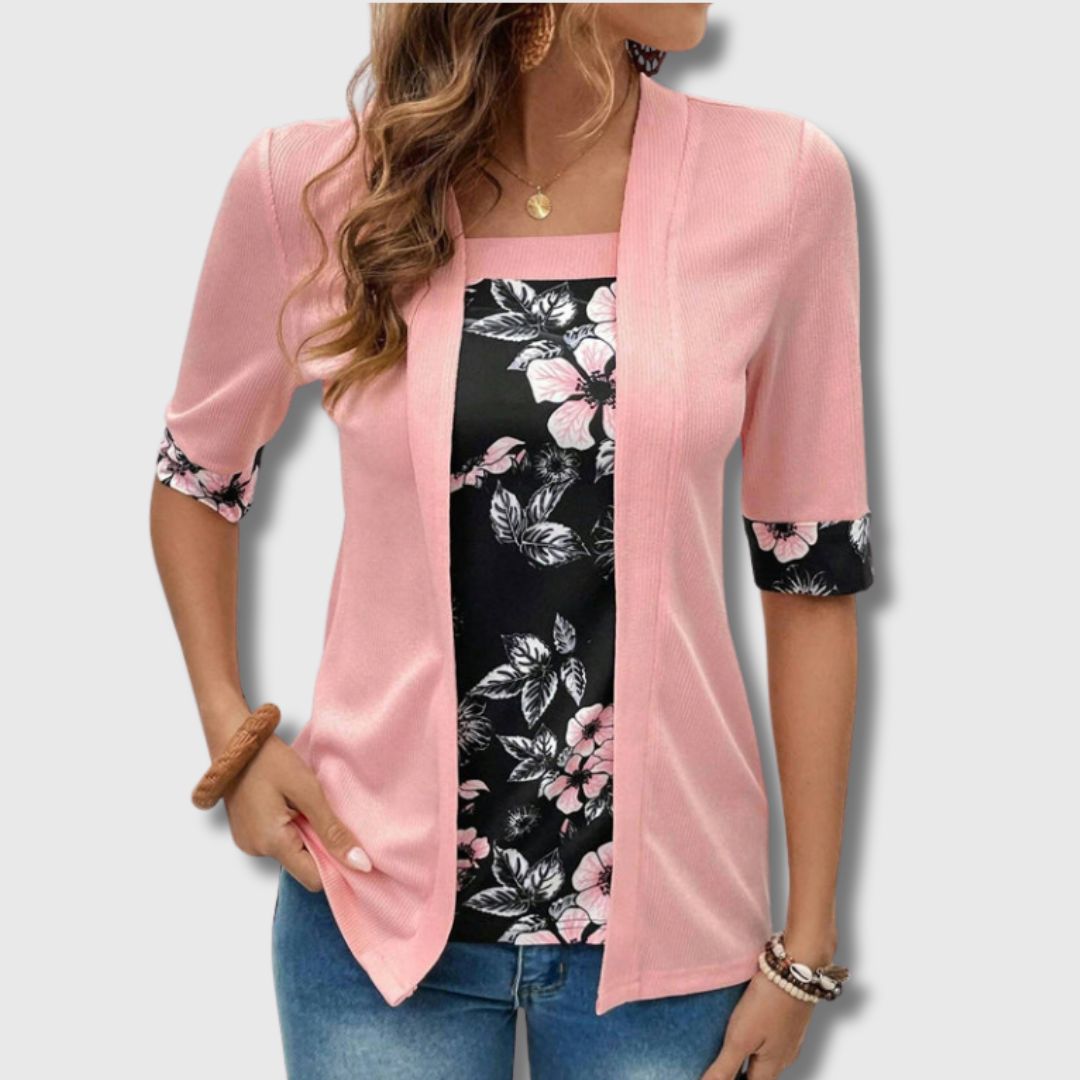 Apolline - Blouse patchwork floral élégante pour femme