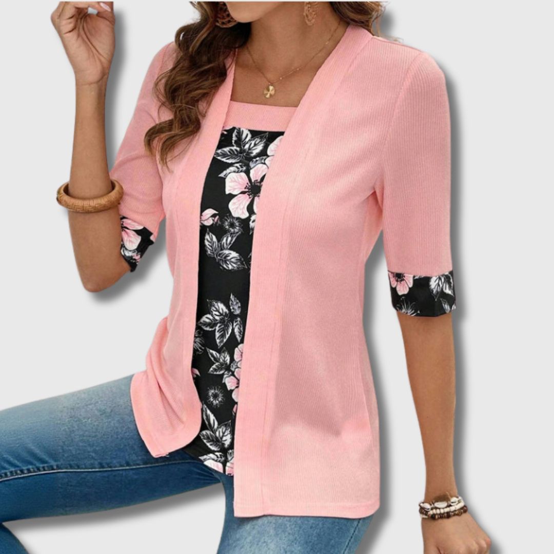 Apolline - Blouse patchwork floral élégante pour femme