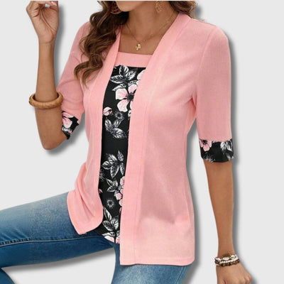 Apolline - Blouse patchwork floral élégante pour femme