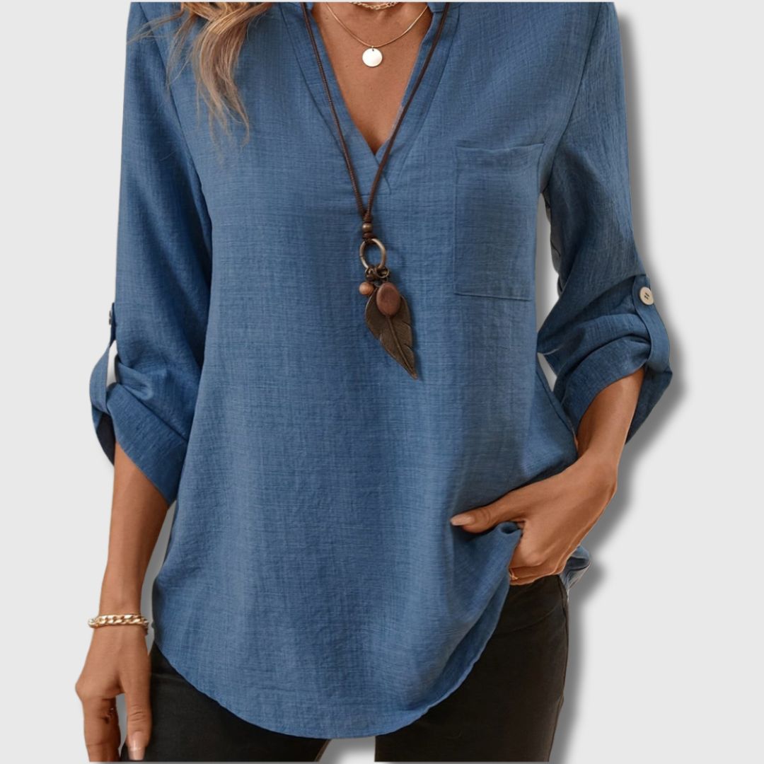 Chemise Élégante à Col V pour Femme