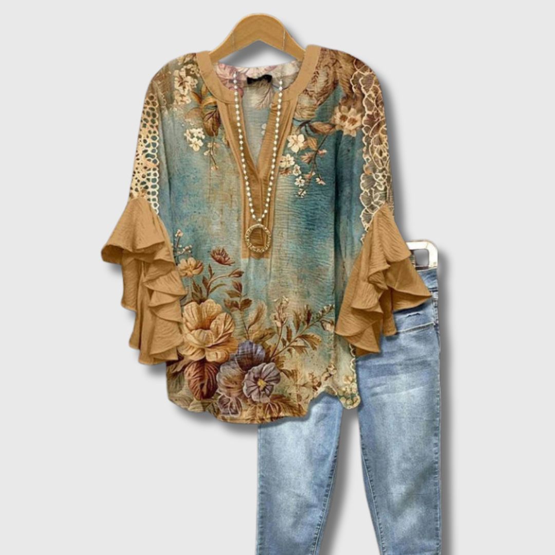 Capucine - Blouse vintage à imprimé floral pour femme