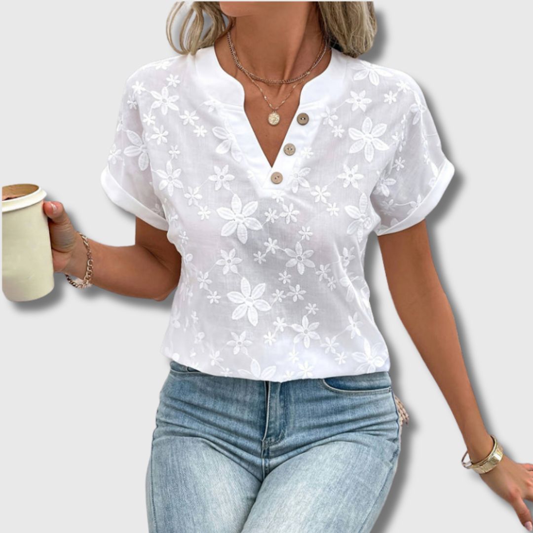 Clémence - Blouse vintage à imprimé floral pour femme