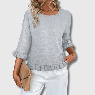 Blouse Décontractée à Épaules Dénudées pour Femmes –Manches Plissées