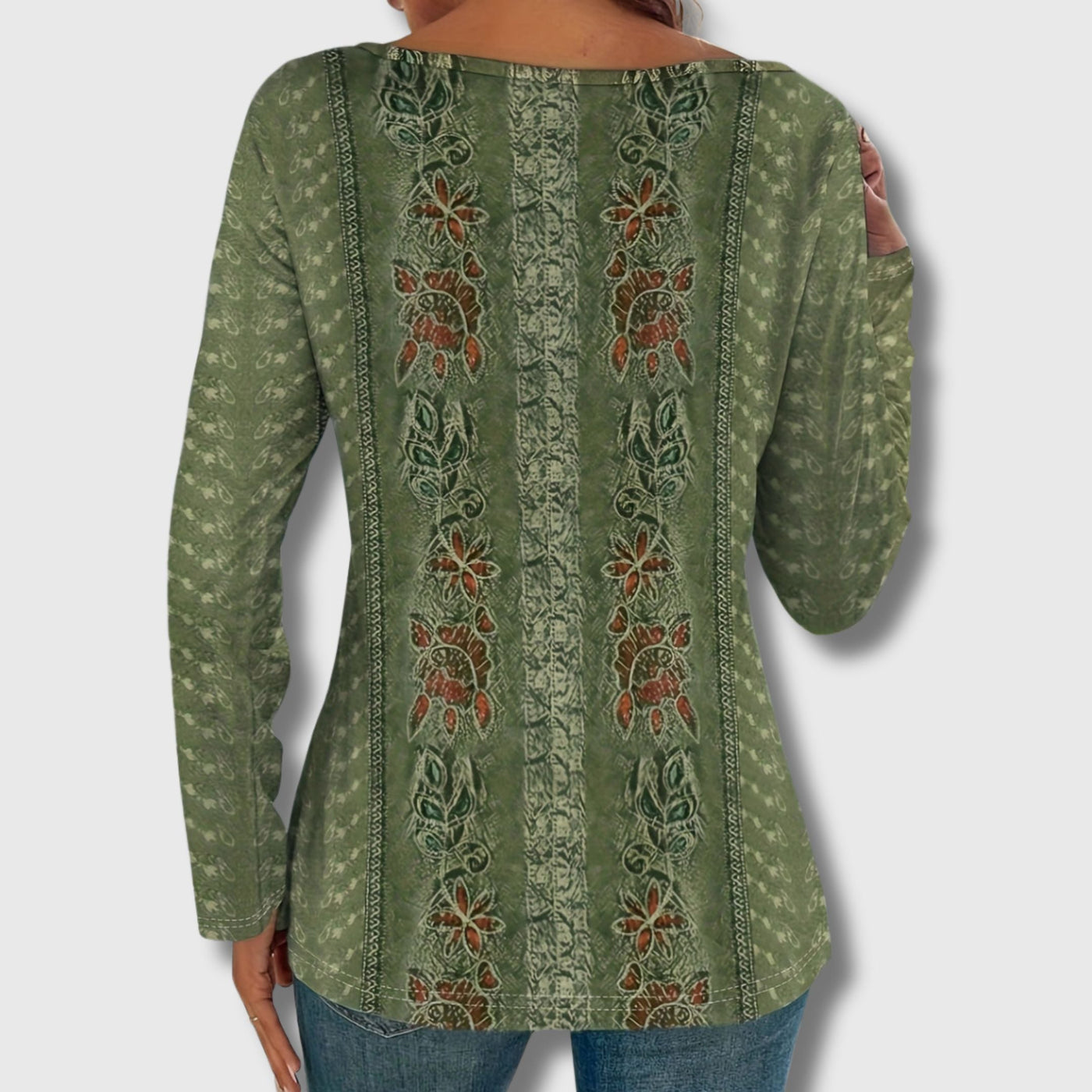 T-Shirt Imprimé Floral à Manches Longues pour Femmes