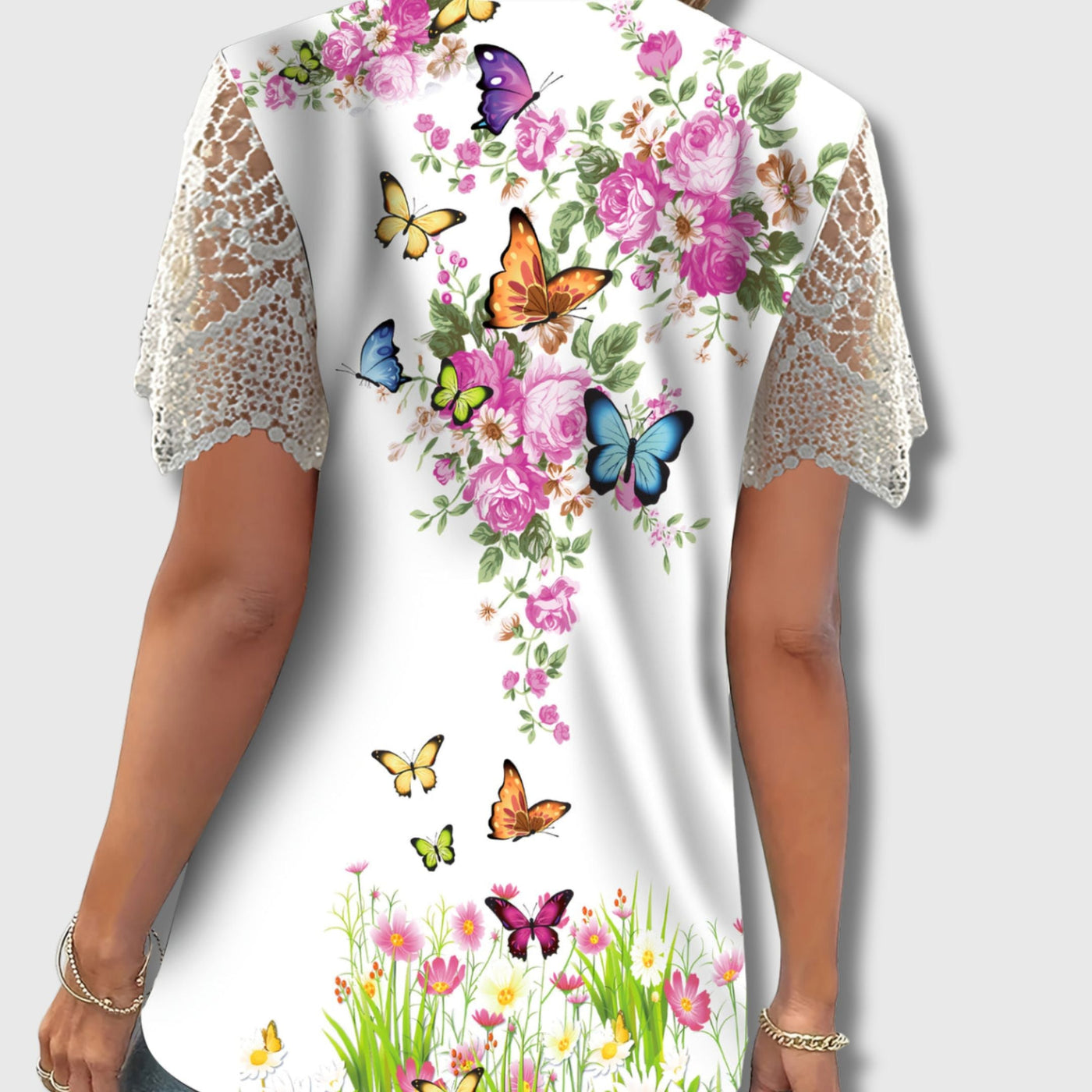 T-shirt Élégant en Dentelle Col V pour Femmes