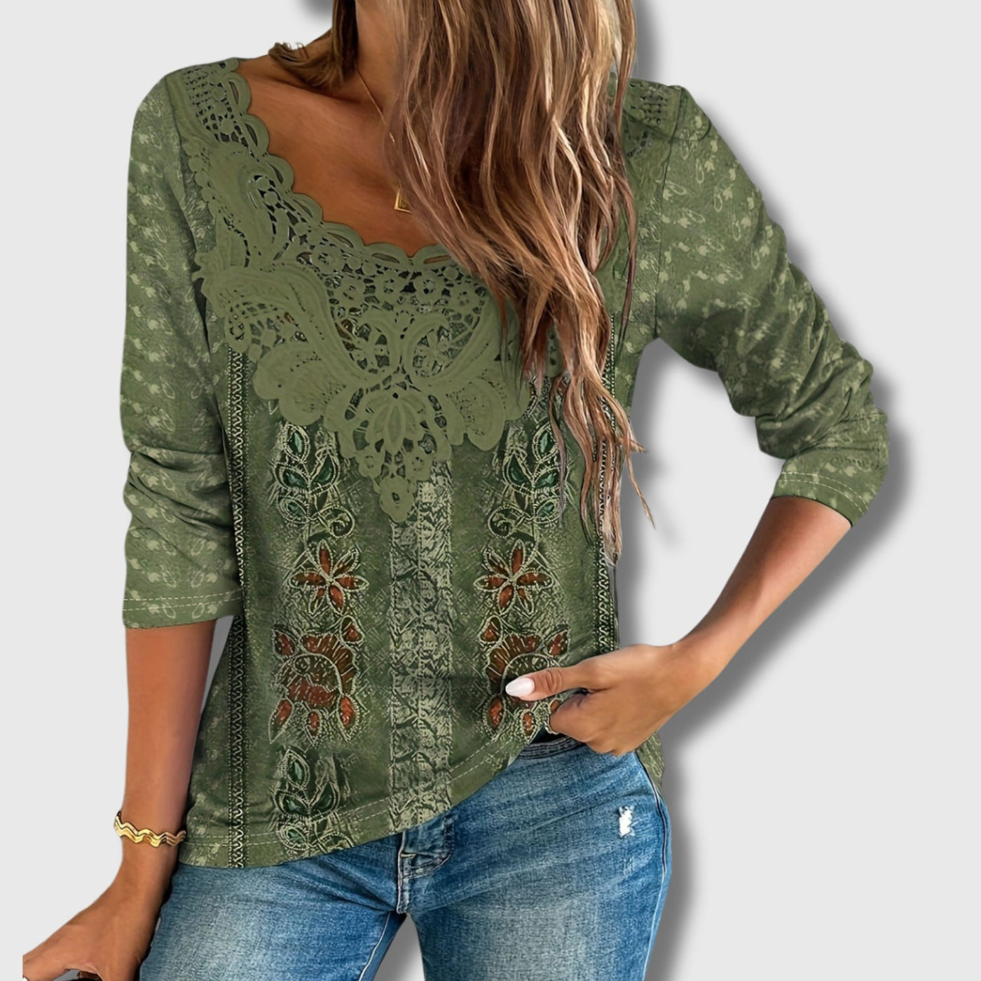 T-Shirt Imprimé Floral à Manches Longues pour Femmes