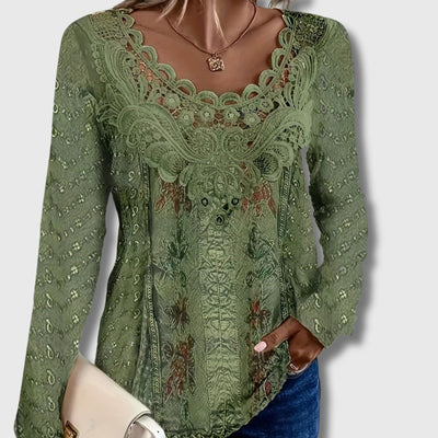 T-Shirt Imprimé Floral à Manches Longues pour Femmes