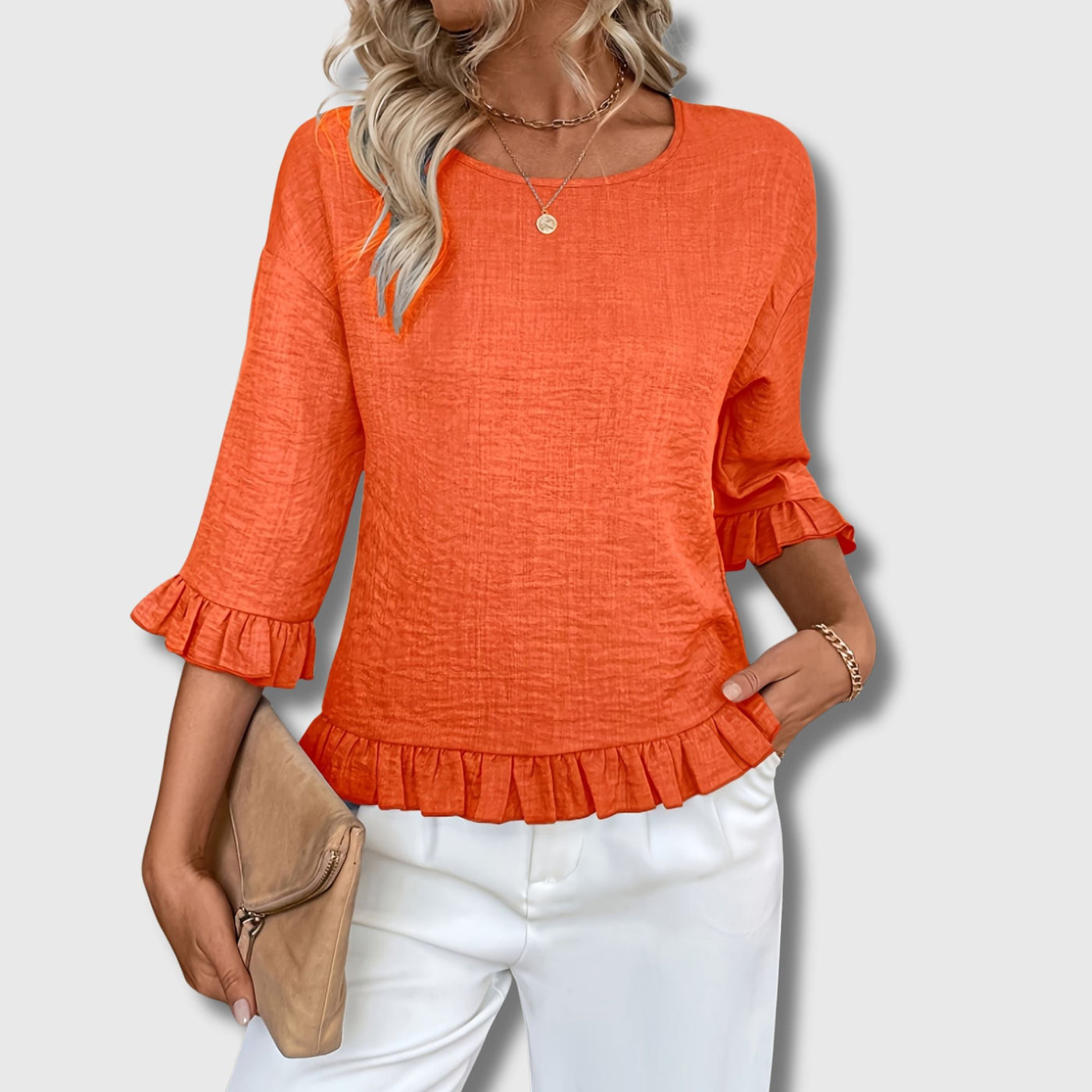 Blouse Décontractée à Épaules Dénudées pour Femmes –Manches Plissées