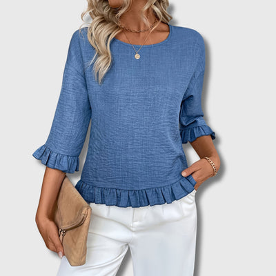 Blouse Décontractée à Épaules Dénudées pour Femmes –Manches Plissées