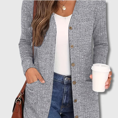 Fabienne - Élégance Intemporelle Cardigan Chic à Poches pour Femme