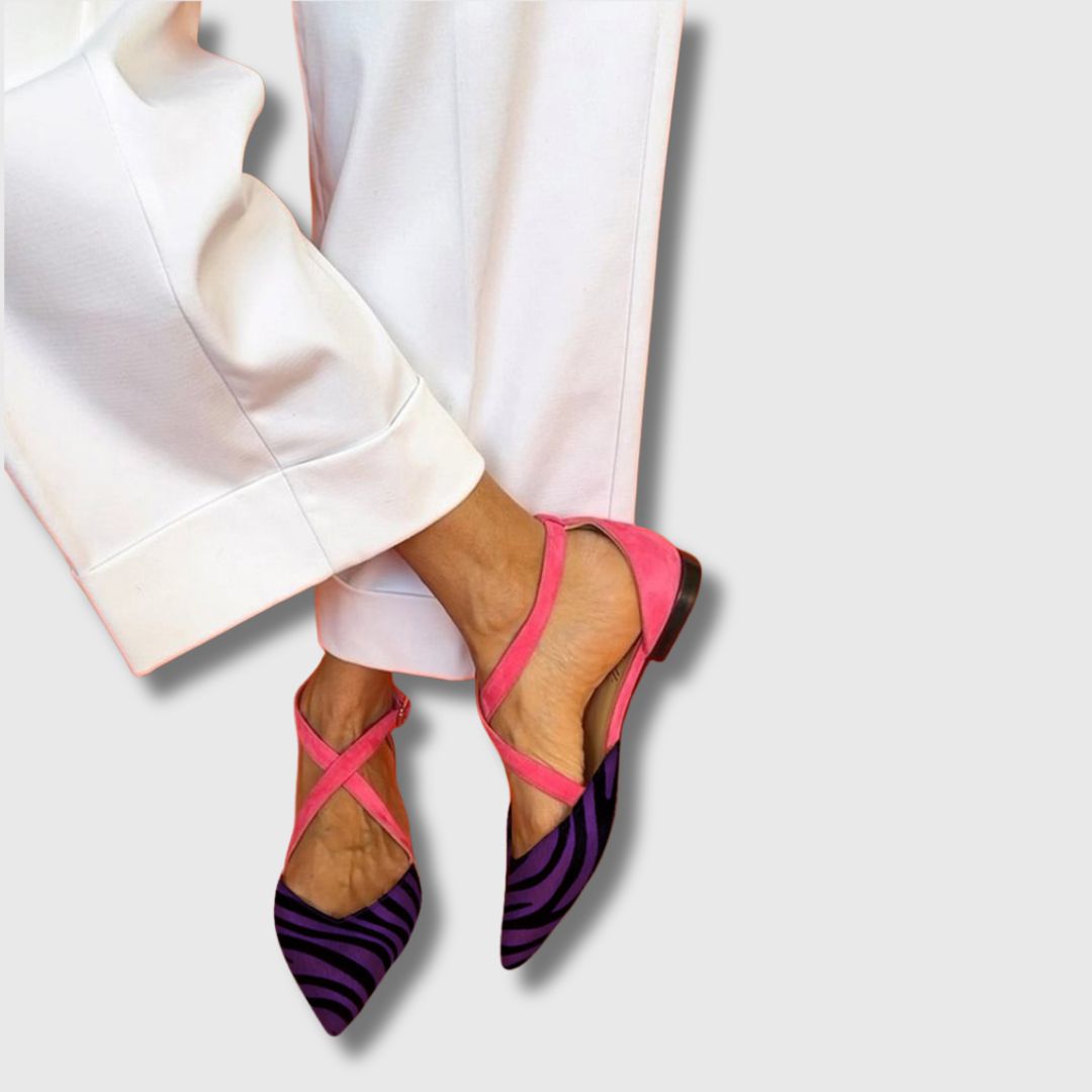 Linali™ – Femme Sandales Plates Zébrées Raffinées