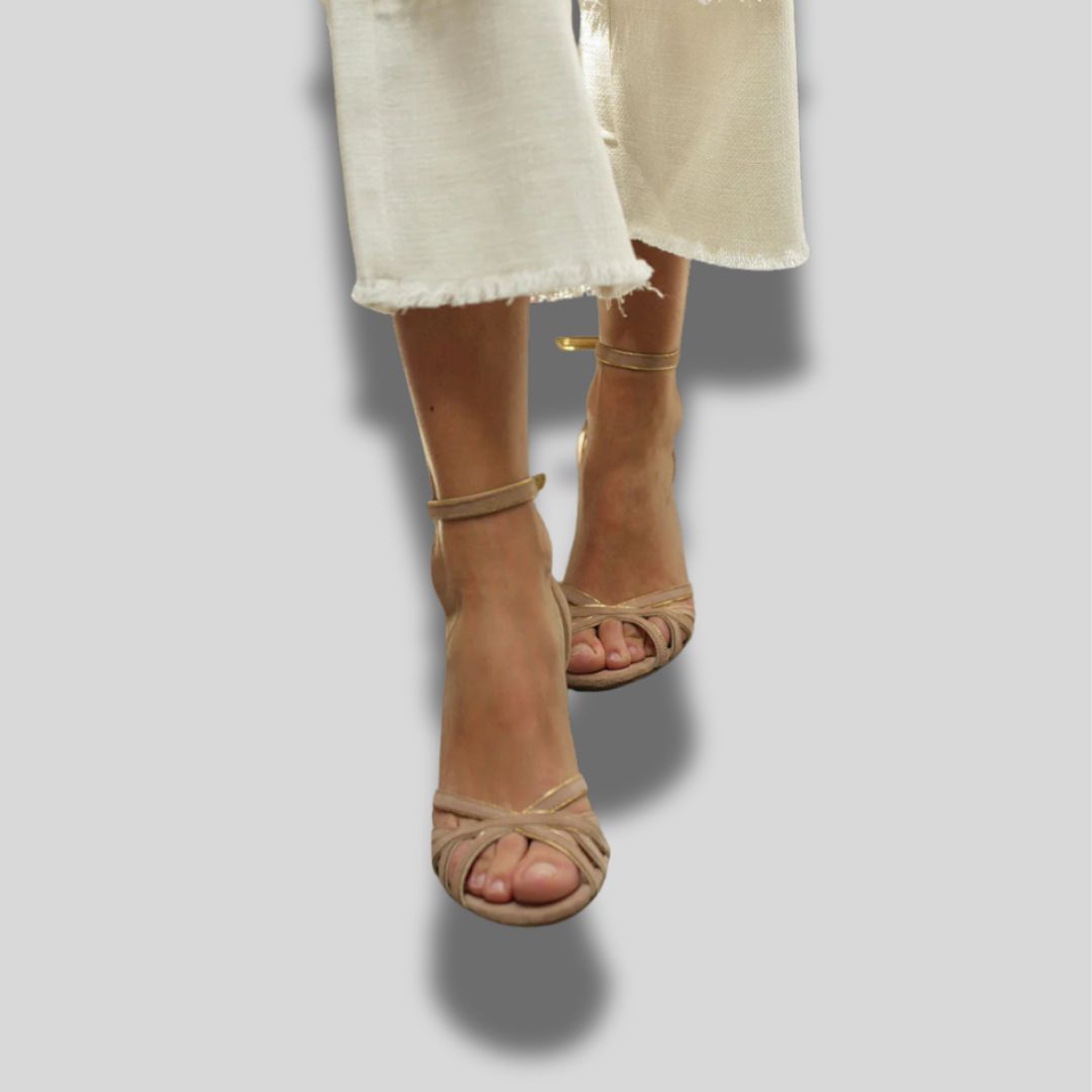 Marona™ | Sandales patchwork pour femme à bout rond et à talon fin