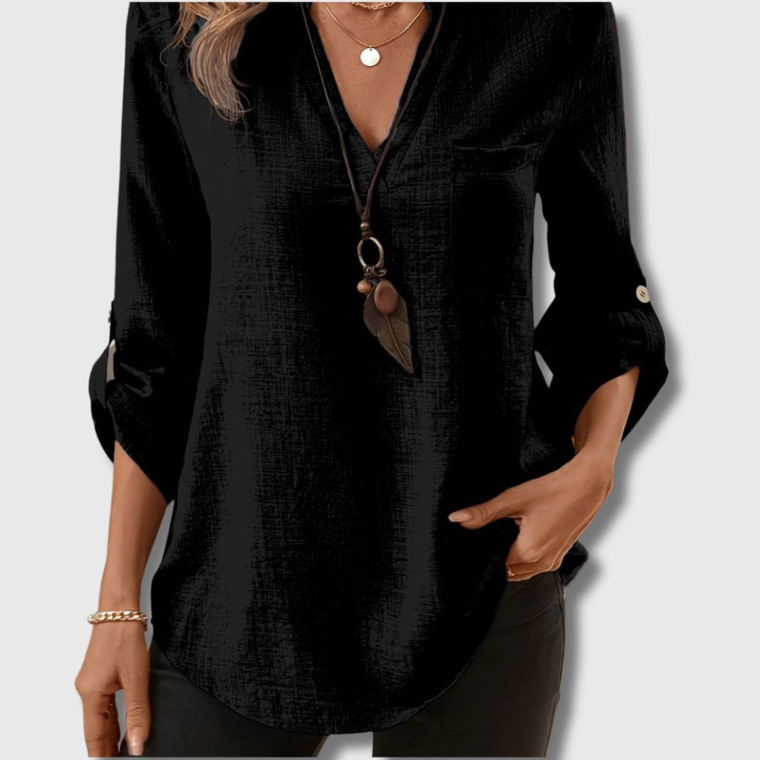 Chemise Élégante à Col V pour Femme