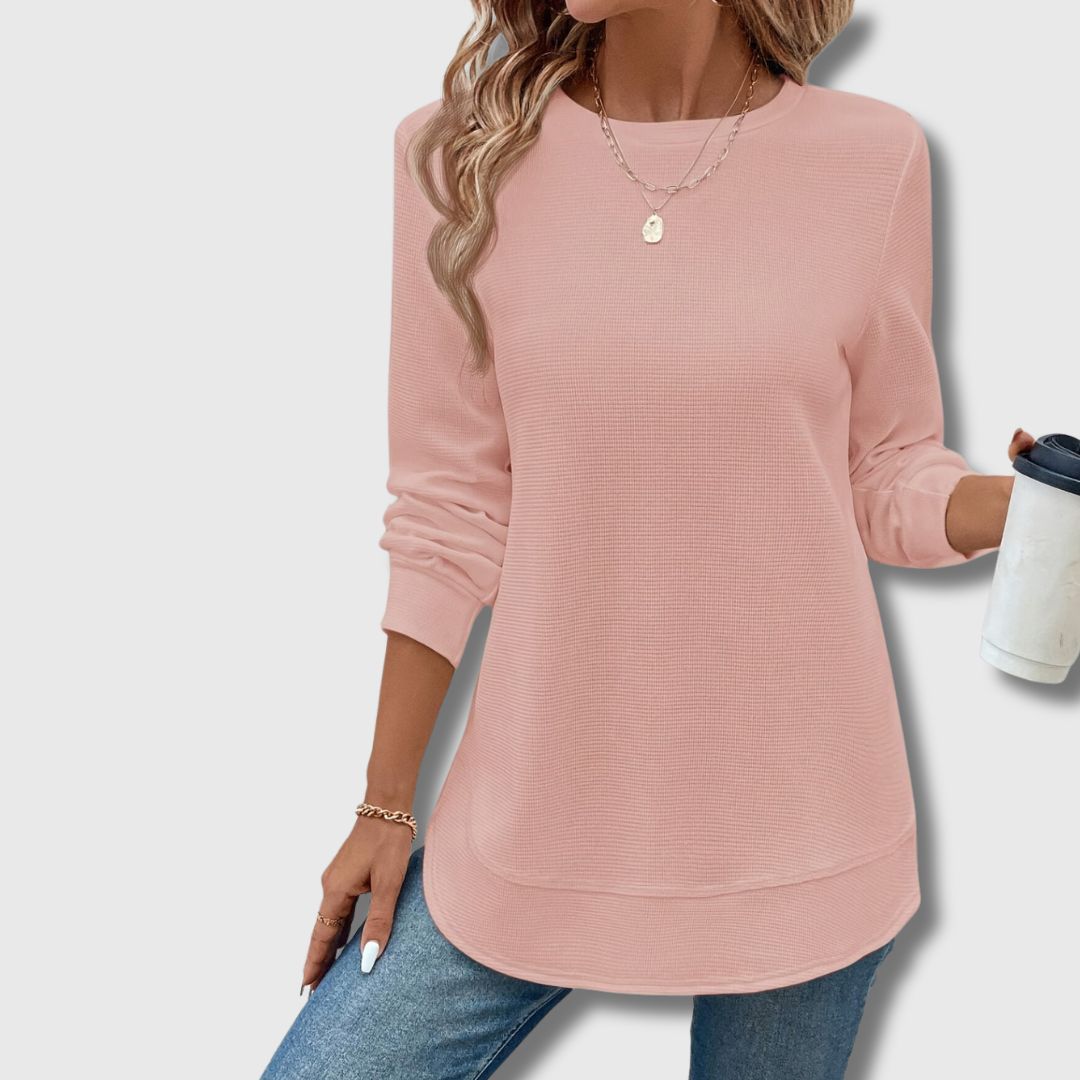 Reona - T-shirt Texturé pour Femmes Style Automnal