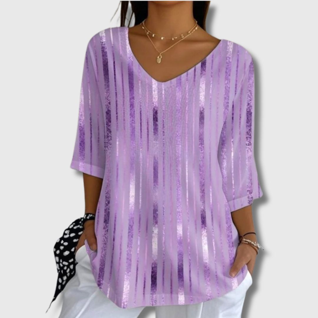 Yvette - Blouse Femme Rayé Élégance Édition Limitée