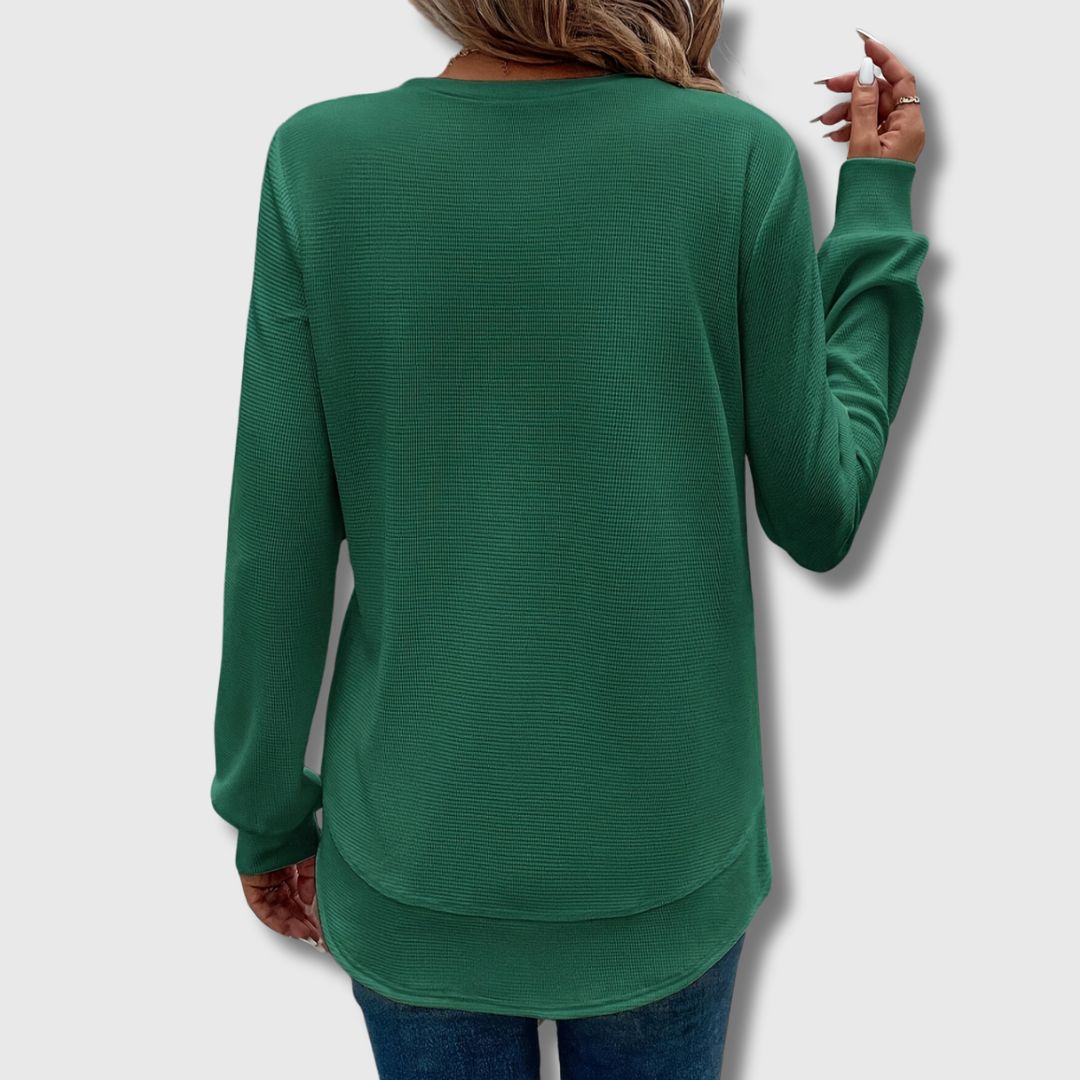 Reona - T-shirt Texturé pour Femmes Style Automnal