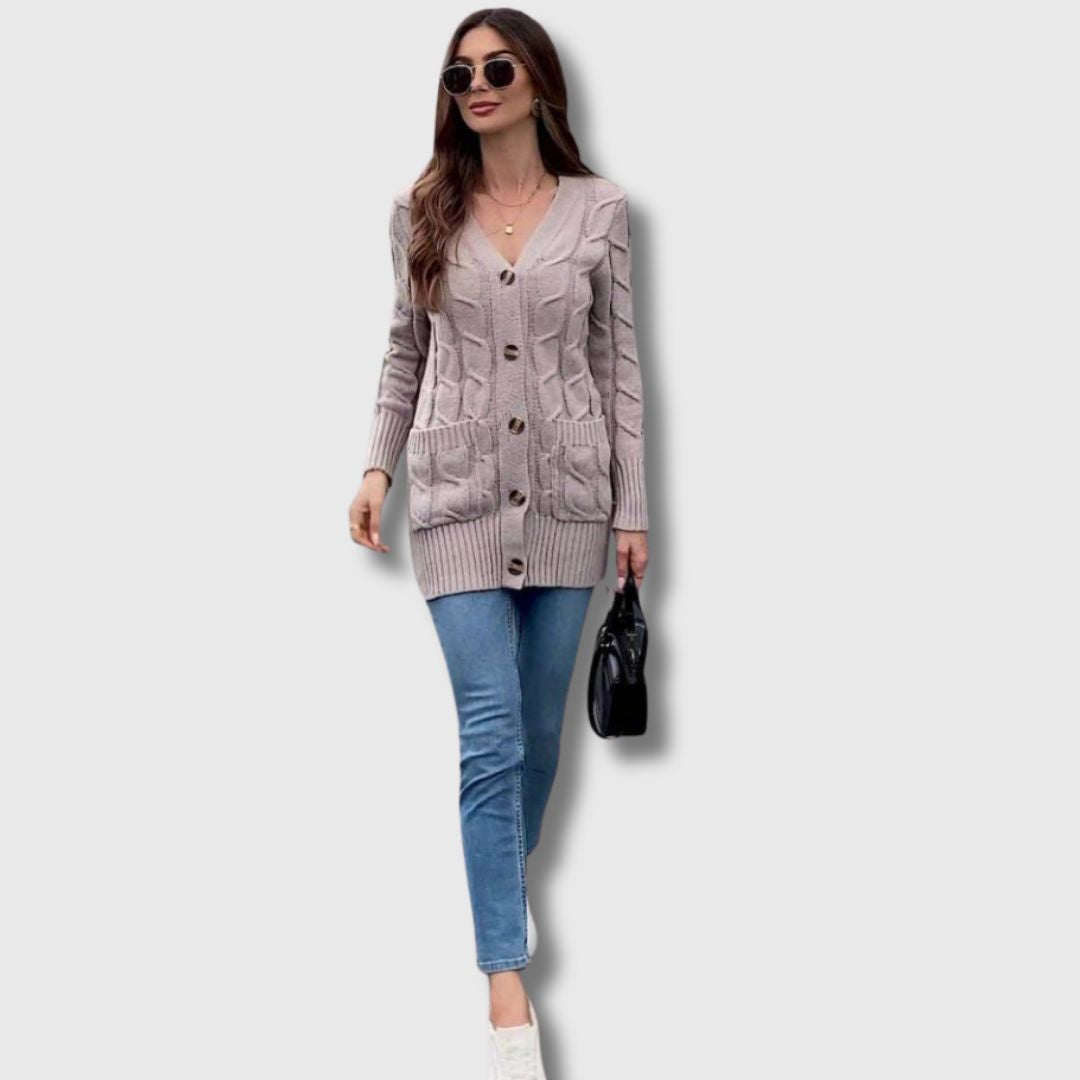 Édith - Cardigan Torsadé Élégant pour Femme