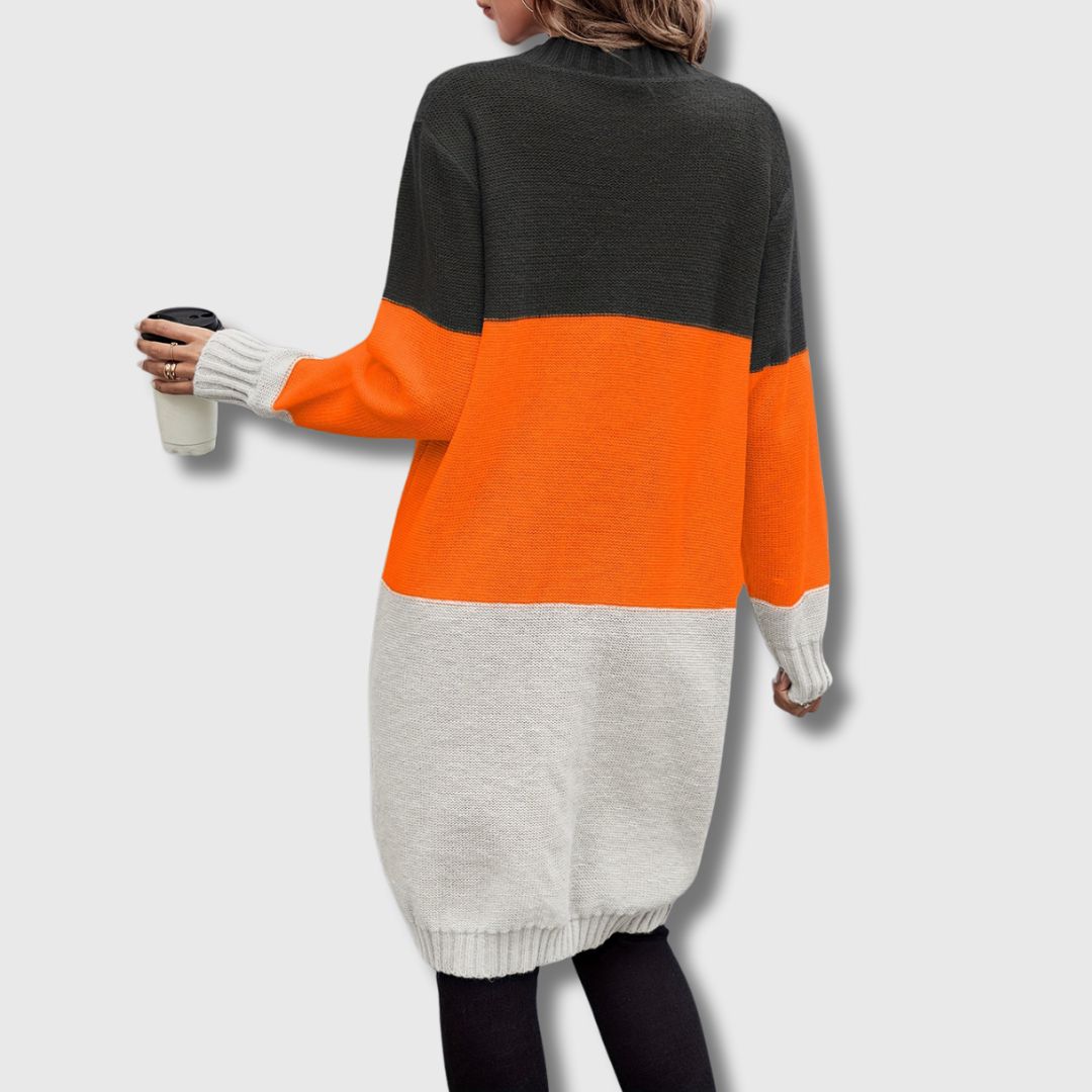 Colette – Cardigan femme à blocs de couleur boutonné Édition limitée