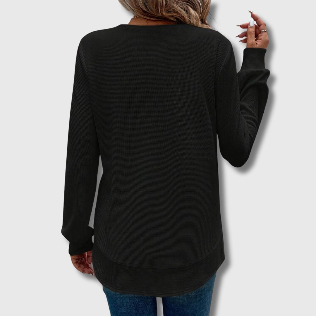 Reona - T-shirt Texturé pour Femmes Style Automnal