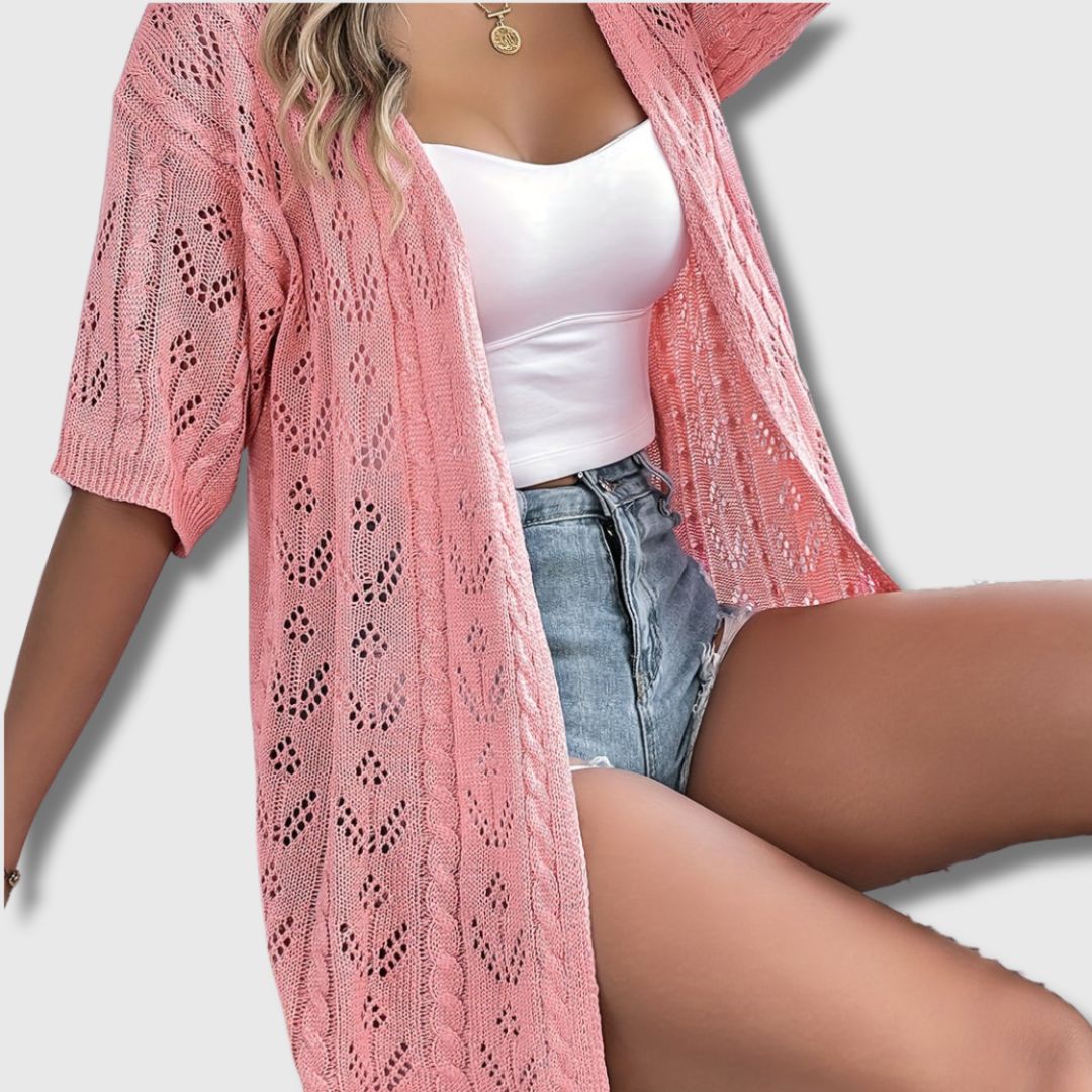 Cardigan Ajouré Élégant pour Femme – Style Estival