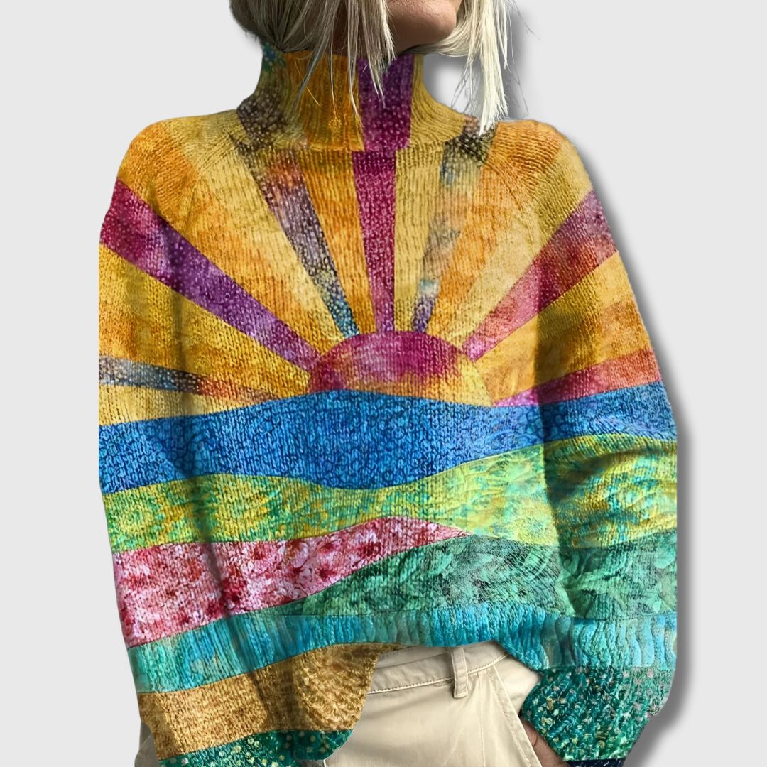 Odelia - Pull Col Roulé Coloré