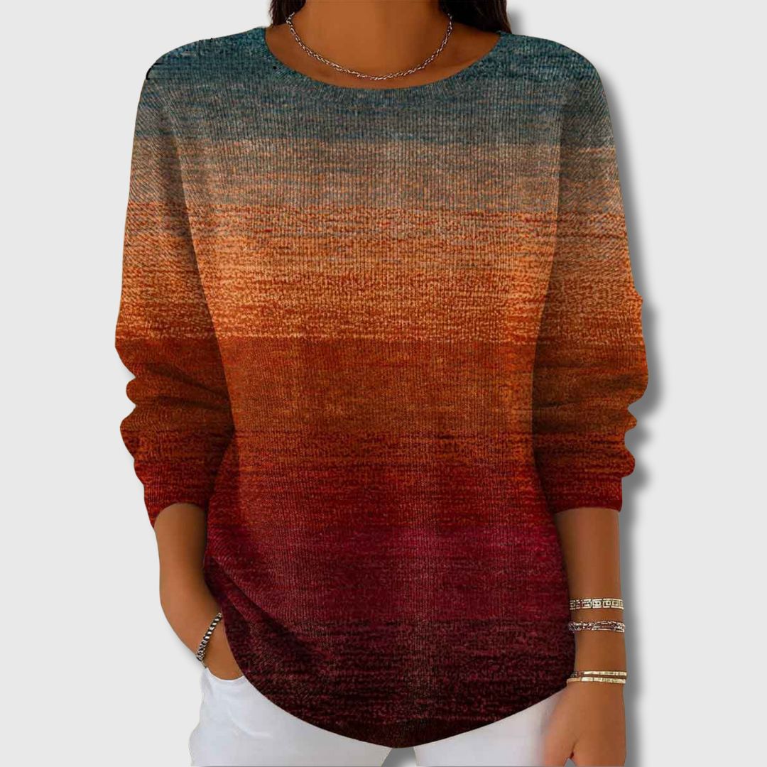 Pull Dégradé Rayé Automne Élégant