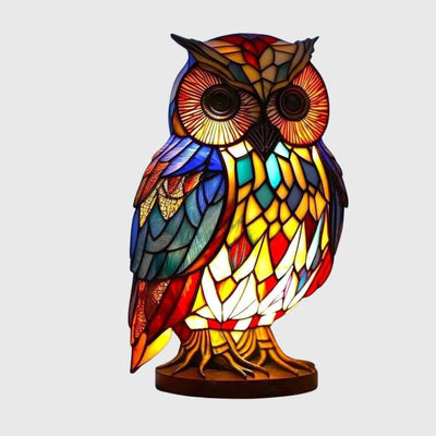 Merlin - Lampe Hibou Enchanté en Verre Coloré