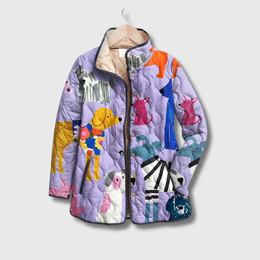 Noéline - Veste Matelassée Imprimée Chien