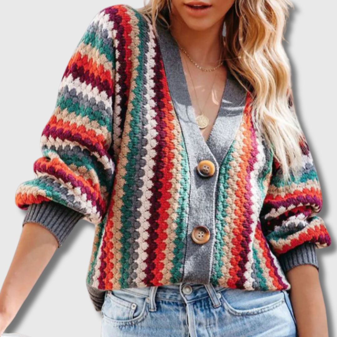 Amalia - Cardigan Rétro Multicolore