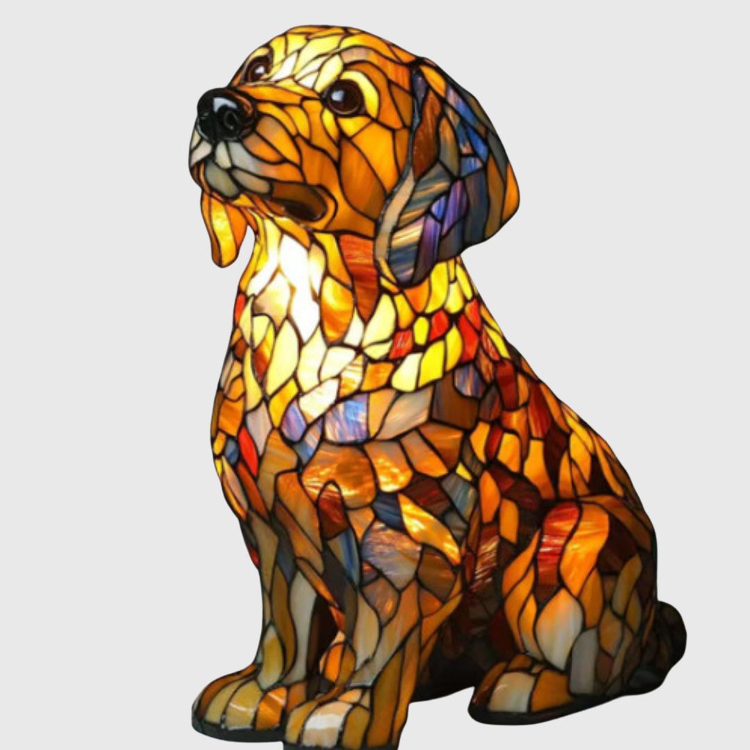 Nounours - Lampe Chien en Verre Coloré