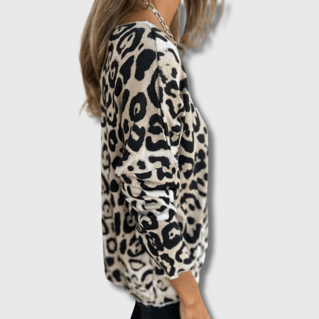 Elvéra - Haut Décontracté avec Imprimé Léopard