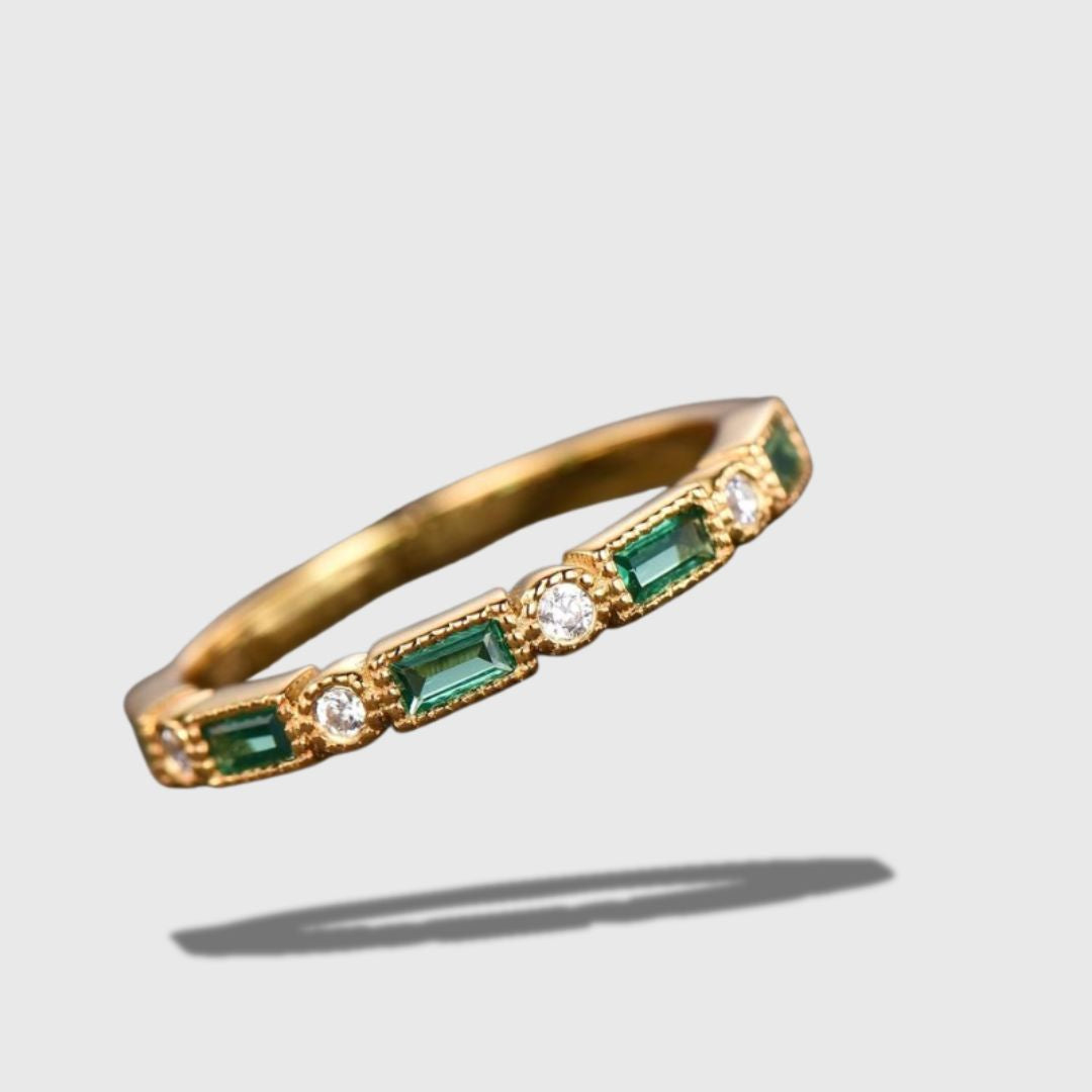 Alex - Bague en or avec zircone verte