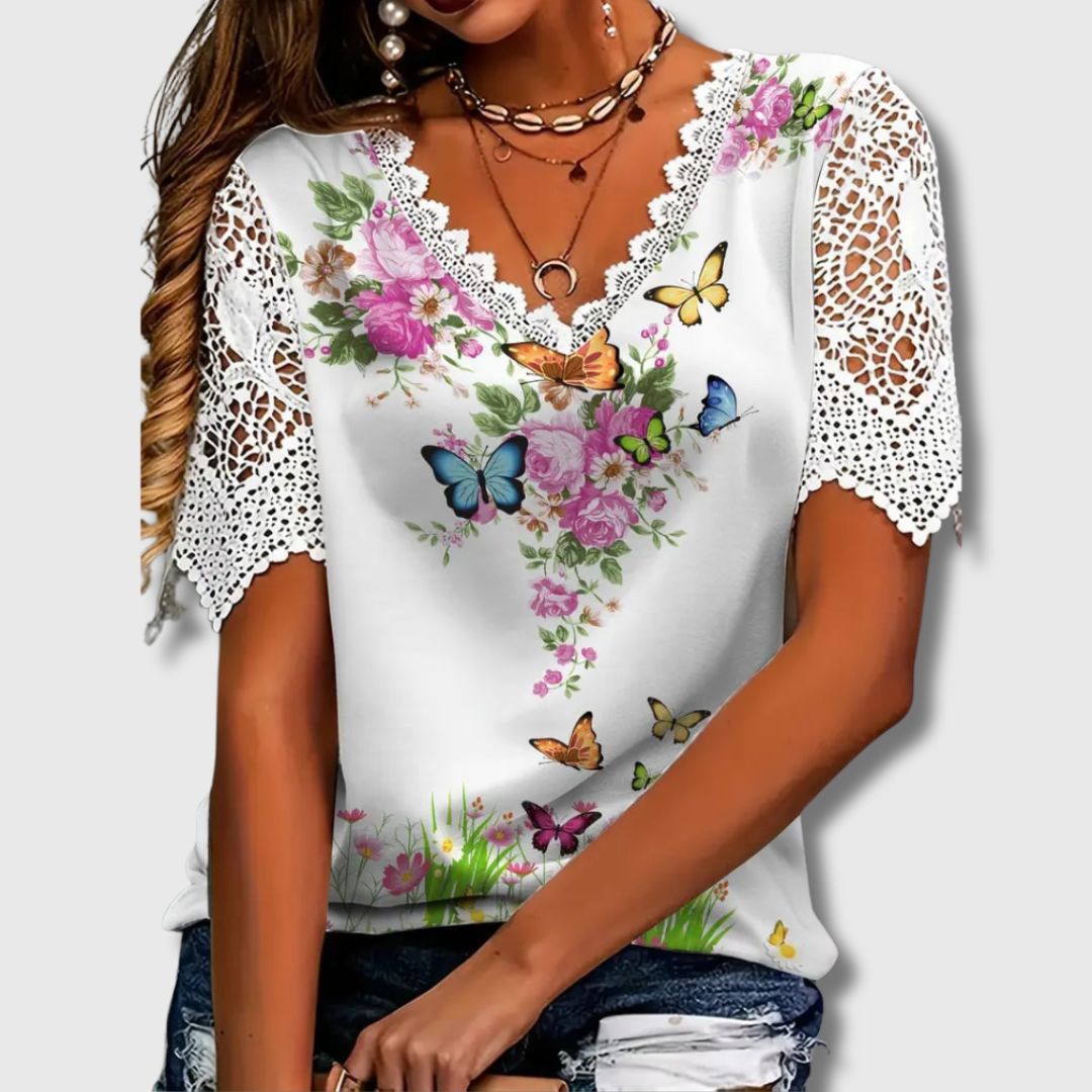 Maria - Blouse Élégante à Motifs