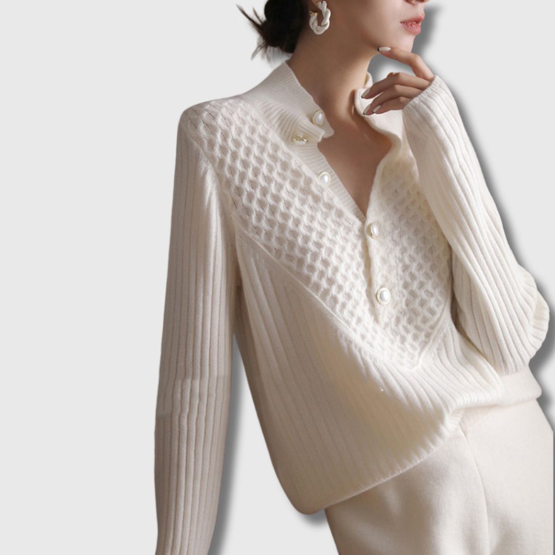 Aline - Pull à Col Haut Boutonné Femme | Édition Limitée