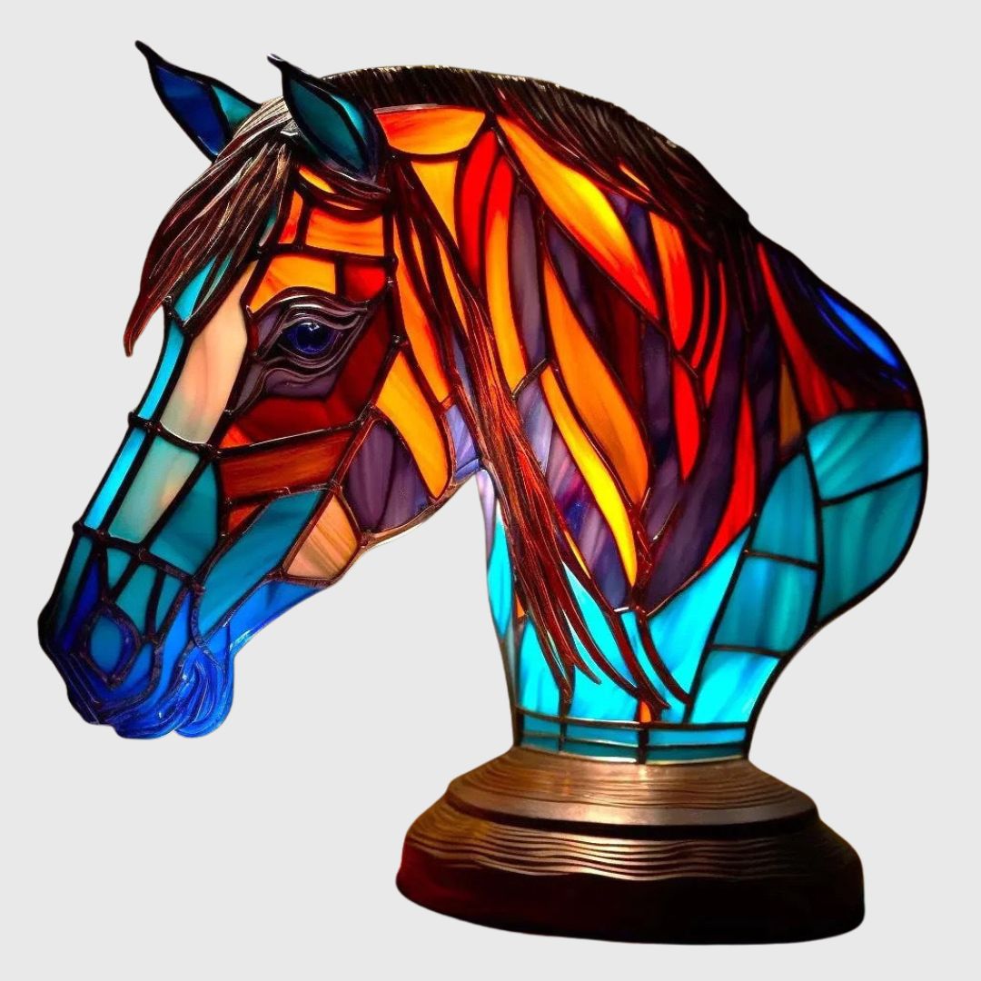 Bella - Lampe Cheval en Verre Coloré