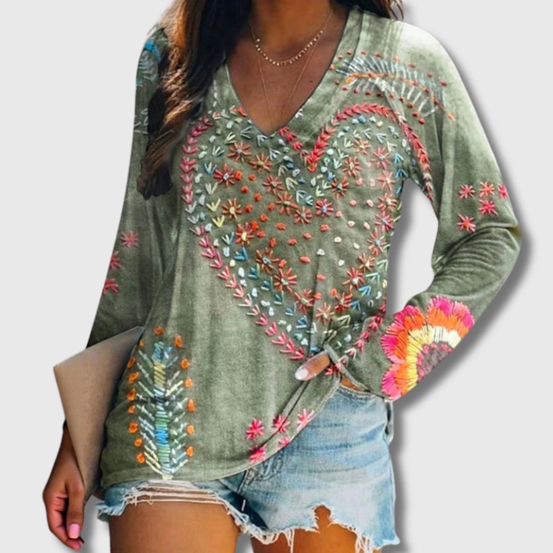 Melinda - T-shirt Vintage Avec Imprimé Coeur