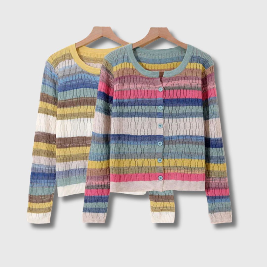 Myrna - Cardigan Inspiré Vintage à Rayures