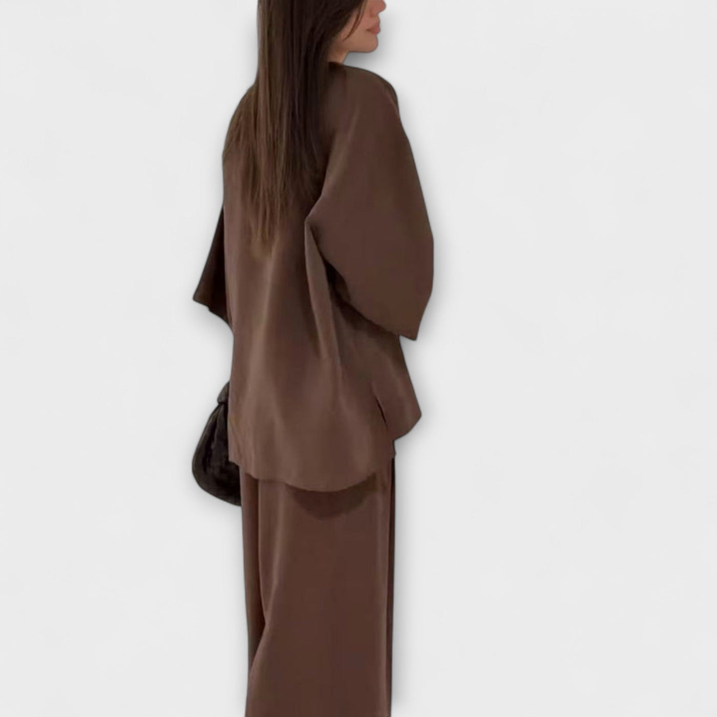 Jacqueline - Duo Top à Col V Décontracté et Pantalon