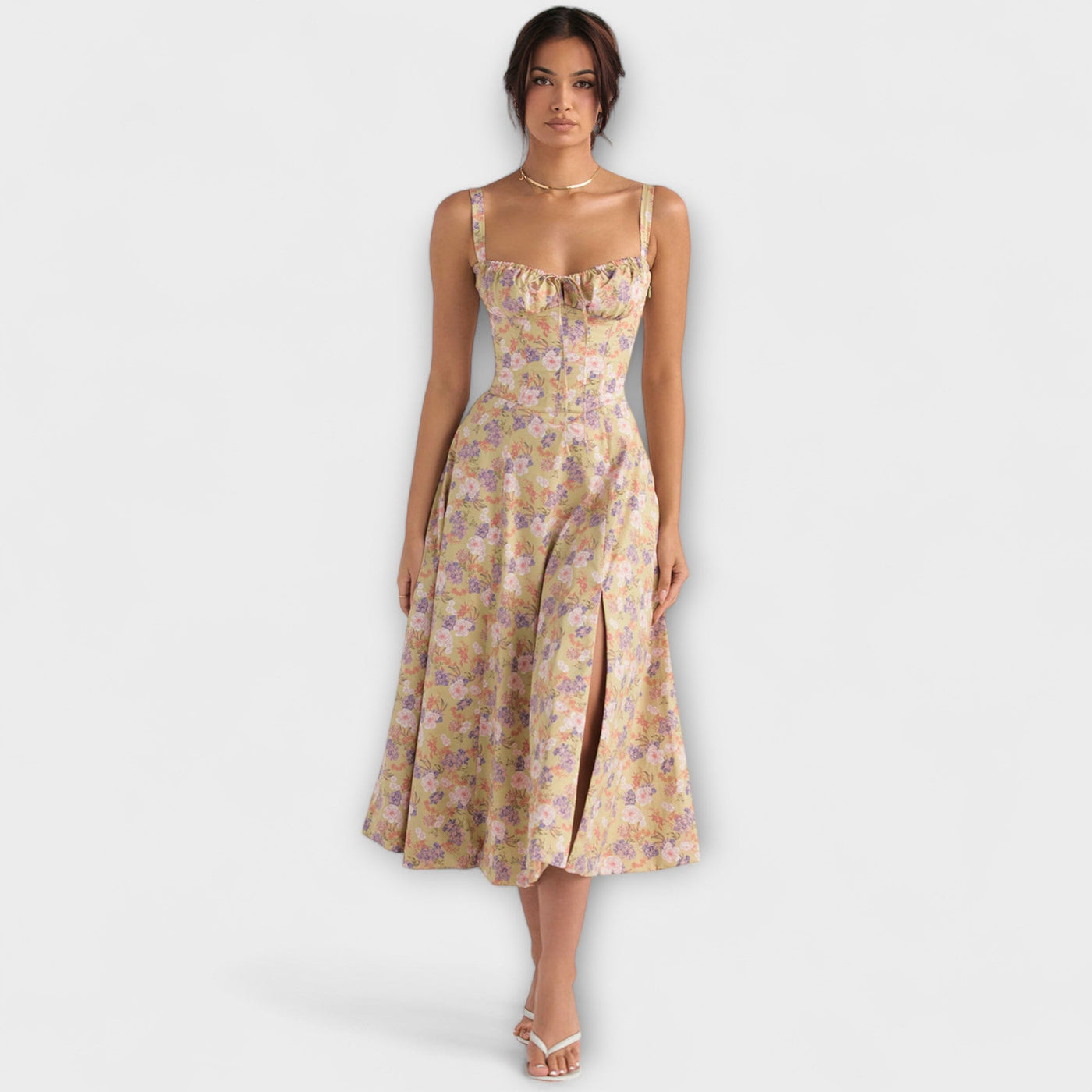 Zipporas - Robe bustier cintrée avec imprimé floral printanier moderne