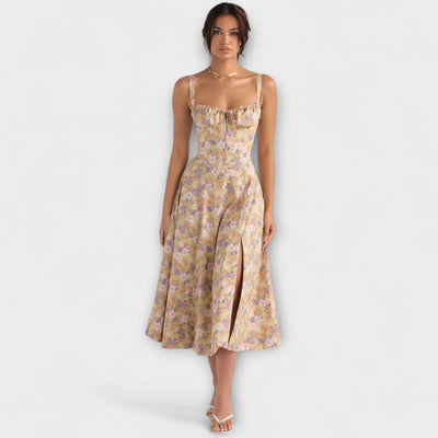 Zipporas - Robe bustier cintrée avec imprimé floral printanier moderne