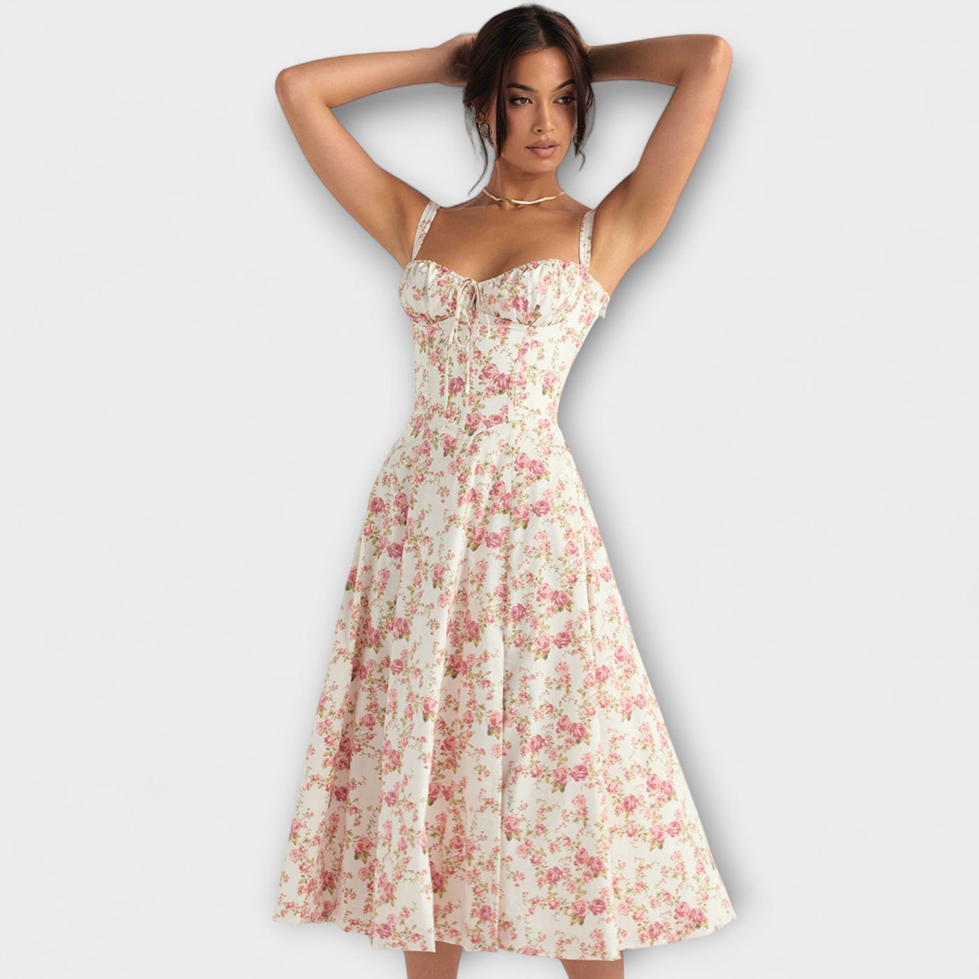 Zipporas - Robe bustier cintrée avec imprimé floral printanier moderne